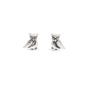 Ear Sense Hypoallergenic Earrings: Ear Sense Earring F2913 Silver Owl Stud Earrings