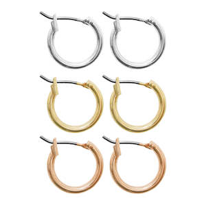 Ear Sense Earring F409 Silver, Gold & Rose Gold Small Hoop Trio