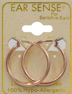 Ear Sense Hypoallergenic Earrings: Ear Sense Earrings F494-1R Rose Gold Hoops