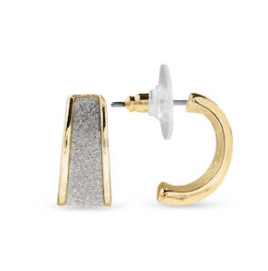 Ear Sense Hypoallergenic Earrings: Ear Sense Earring F381 Gold with Glitter, Tapered Huggie Stud Earrings, 17mm in Length