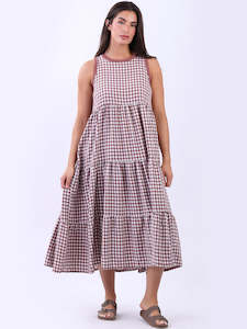 Anne + Kate Italian Cotton Tiered Gingham Tank Dress