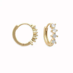 Ear Sense Hypoallergenic Earrings: Ear Sense Gold Triple CZ Huggie F441