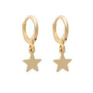 Ear Sense Gold Hoop With Star Drop Earrings F473