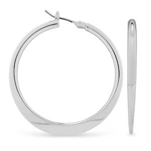 Ear Sense Hypoallergenic Earrings: Ear Sense Earring F361 35mm Silver Flat Edged Click Hoops