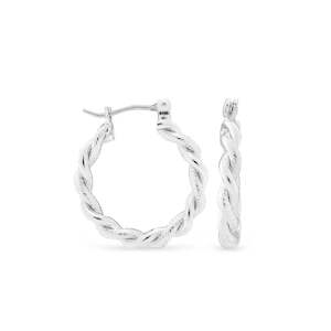 Ear Sense Hypoallergenic Earrings: Ear Sense Earrings F3-3185S 20mm Silver Rope Twist Hoops