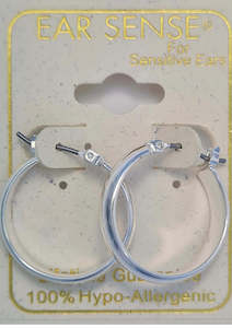 Ear Sense Hypoallergenic Earrings: Ear Sense Earring Silver 21mm Band Click Hoop F414