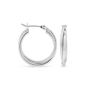 Ear Sense Hypoallergenic Earrings: Ear Sense Earring F6-1968S 20mm Silver Double Twist Click Hoops