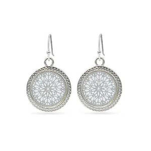 Ear Sense Earring F432 Silver Lace Circle Drop