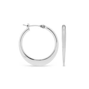 Ear Sense Earring F355 20mm Silver, Flat Click Hoops