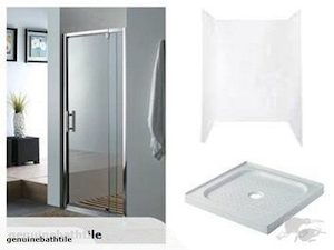 3 Sides 1000 1000 Shower with Tray and Liner