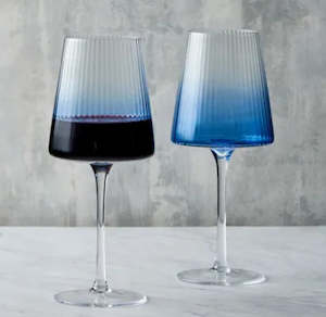 Set of 2 Blue Wine Glasses