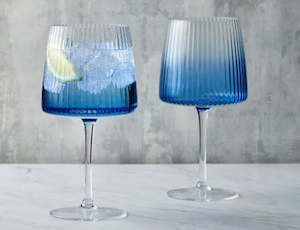 Set of 2 Blue Gin Glasses