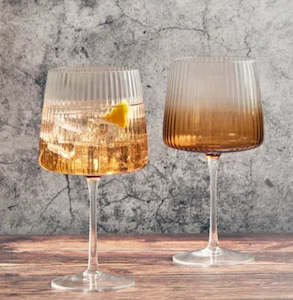 Set of 2 Amber Gin Glasses