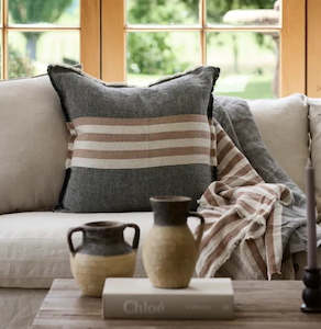 French Country Herringbone Stripe Cushion