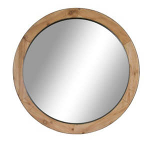 Wooden Round Mirror