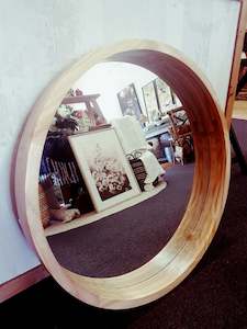 Round Wooden Mirror