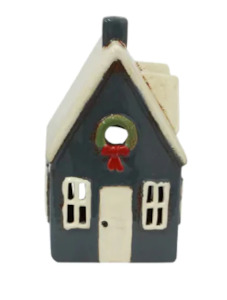 Gift: Alsace Tea Light Cottage Navy with Wreath