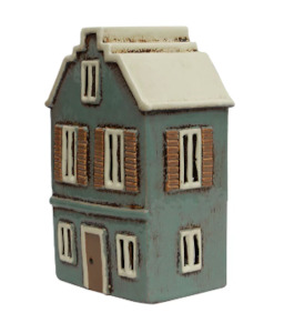 Alsace Tea Light House with Shutters Blue