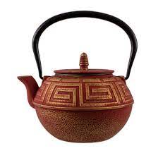 Gift: CAST IRON TEA POT - Majestic Red/Gold