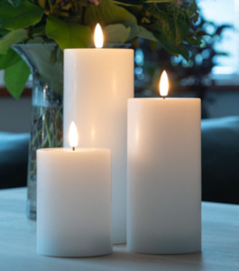 Stellar Nordic White Pillar LED Indoor Candle