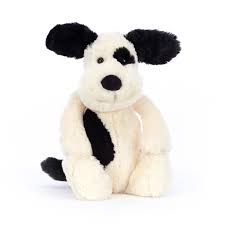 JELLY CAT - Bashful Black & Cream Puppy (Small)