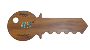 Happy 65th Birthday Key (Rimu) – Giftware & Engravers