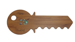 Happy 70th Birthday Key (Rimu) – Giftware & Engravers