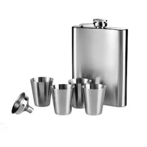 Stainless Steel Hip Flask Gift Set (Plain 6pc Set) – Giftware & Engravers