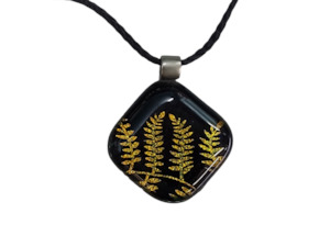 Dichroic Glass Pendant: 4 Ferns – Giftware & Engravers