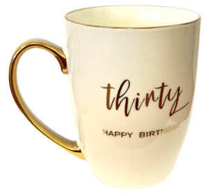 30th Birthday Mug (White & Gold) – Giftware & Engravers