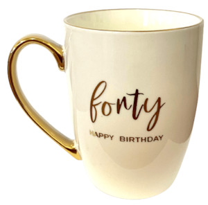 Gift: 40th Birthday Mug (White & Gold) – Giftware & Engravers