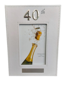 40th Photo Frame (White Leather) – Giftware & Engravers