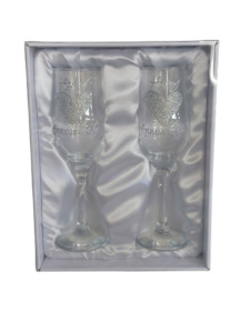 Champagne Glass Set (Happy Anniversary Silver Hearts) – Giftware & Engravers