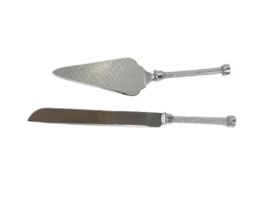 Stainless Steel Cake Knife Set (Crystalline Handles) – Giftware & Engravers