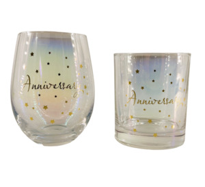 Stemless Wine Glass & Scotch Glass Set: Anniversary – Giftware & Engravers