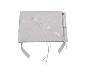 White Flower Wedding Guest Book with Pen – Giftware & Engravers