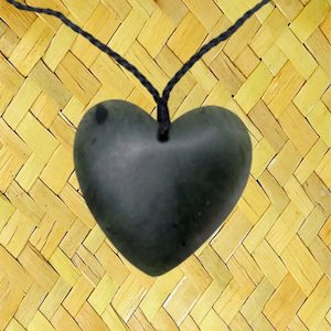 NZ Greenstone / Pounamu Heart Necklace (Large – Matte Finish) – Giftware & Engravers