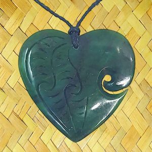 NZ Greenstone / Pounamu Koru Heart Necklace – Giftware & Engravers