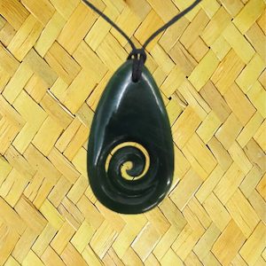 NZ Greenstone / Pounamu Koru Teardrop Necklace – Giftware & Engravers