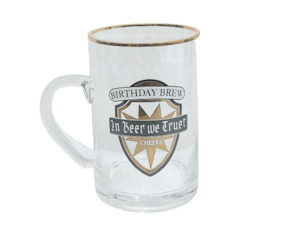 In Beer We Trust: Birthday Brew Glass Mug – Giftware & Engravers