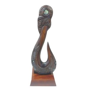 Carved NZ Pine Hook on Base – Giftware & Engravers