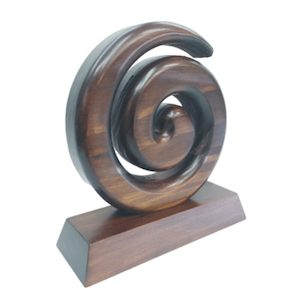 Carved NZ Pine Koru on Base (Small) – Giftware & Engravers