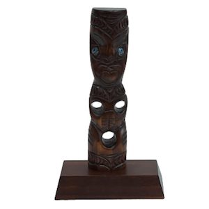 Carved NZ Pine Tekoteko on Base 03 – Giftware & Engravers