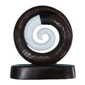 Carved Wood & Resin Koru on Base – Giftware & Engravers