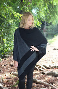 Possum & Merino Cosset Poncho: Black/Charcoal – Giftware & Engravers