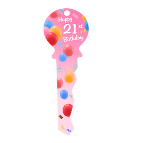 Wooden 21st Birthday Key: Balloons – Giftware & Engravers