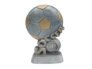 Resin Trophy: Gold & Silver Soccer Ball – Giftware & Engravers