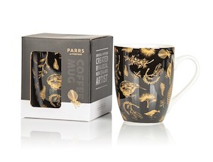 Coffee Mug: Black & Gold Birds – Giftware & Engravers