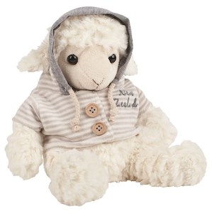 Fluffy Sheep Soft Toy with Grey Hoodie – Giftware & Engravers