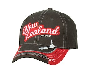 Adults Cap: NZ Aotearoa Red & Grey – Giftware & Engravers